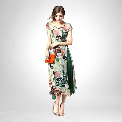 Floryday Long Dress Floral Summer Party Casual Women's UK Size M (Size 10) • £19.95