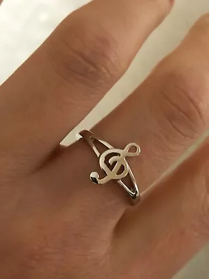 925 Sterling Silver Musical Note Ring All Sizes • £18.99