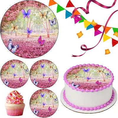 Butterfly Flower Cake Topper Party Decoration Edible Birthday Gift Celebration • £6.49