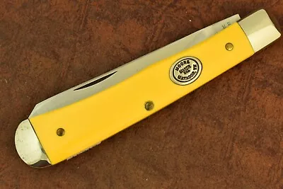 MOORE MAKER MADE IN USA By QUEEN CUTLERY CO YELLOW TRAPPER KNIFE MATADOR TEXAS • $84