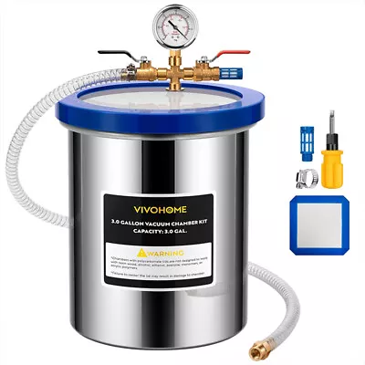 3 Gallon Vacuum Chamber 304 Stainless Steel Kit Acrylic Lid Degassing Chamber  • $74.99