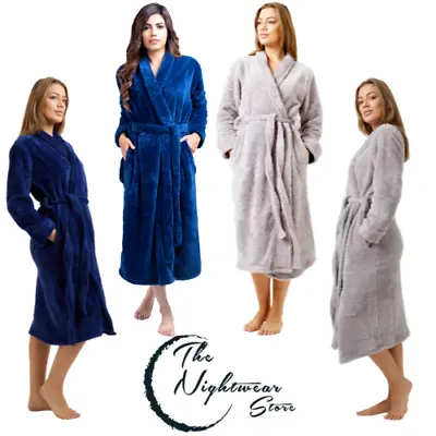 Womens Christmas Fleece Dressing Gown Super Soft Loungewear Robe Dressing Gown • £19.99