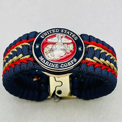 USMC Bracelet; Navy Blue Trilobite Red & Gold Stitching • $48