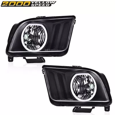 Fit For 2005-2009 Ford Mustang LED DRL Halo Headlights Assembly Black Headlamps  • $74.89