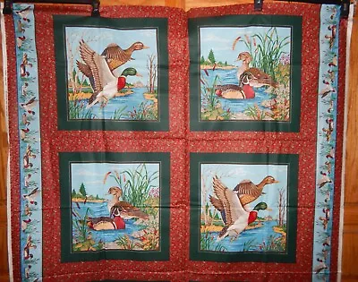 VIP Duck Fabric Pillow Panels Mallard Lodge Hunting Green Red Yd Paisley 4 Panel • $8.25