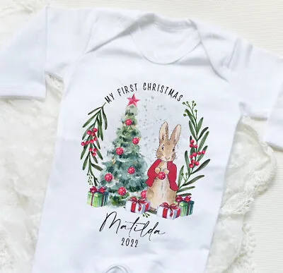 My First Christmas Personalised Peter Rabbit Inspired Christmas Outfit • £5.99