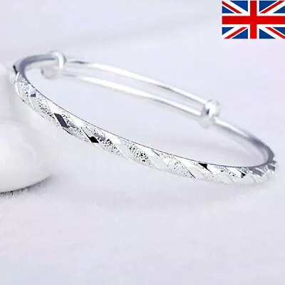 Adjustable 925 Sterling Silver Bangle Bracelet Beads Ladies Jewellery Gift UK • £3.59