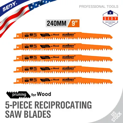 $9.99 • Buy 5pc Reciprocating Saw Blades Set 9  Electric Wood Pruning 5TPI Saw Blades