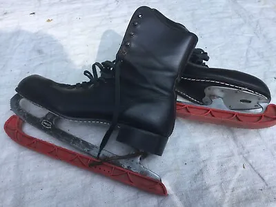 Men’s Canadian Ice Skates Leather Sheffield Steel Blade. Fabric Lined Size 10 • $49