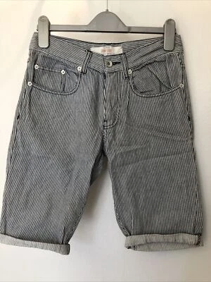 £7.50 • Buy Topman Denim Knee Length Summer Shorts Sz 28” Waist Euro 71cm Navy & Cream VGC