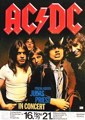 AC/DC Rare German Concert Poster From 1979  (33 X 23 Inch) • $195