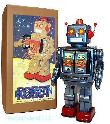 ME100 Rotatomatic Tin Toy Robot Battery Operated Blue Electron Robot • $29