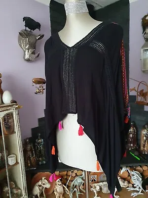 Lovely Accessorize Embroidered Staggered Tassled Kaftan Beach Top Size Xs • £2