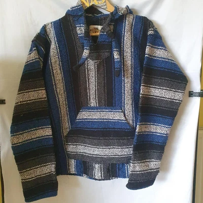 £15 • Buy Navy Grey White Baja Hoodie Size Med Earth Ragz Festival Rave 