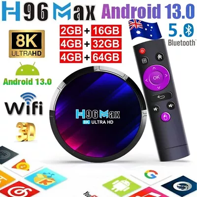 2024 Upgraded H96 MAX Smart Android 13.0 TV Box Quad Core 8K HD Stream Player AU • $46.99