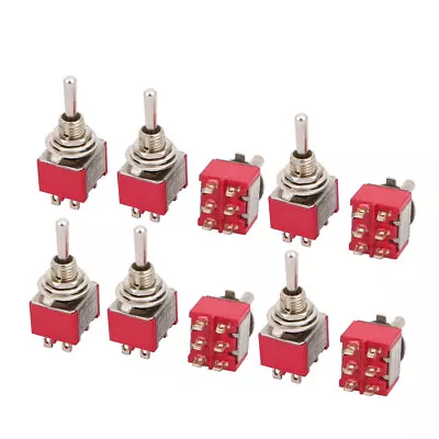 10 Pcs AC 250V/2A 120V/5A ON-OFF-ON 3 Position DPDT Latching Toggle Switch Red • $14.45