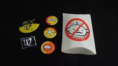 U2 4 Pinback Tour Buttons One Lapel Pin One Condom Pack Zooropa Zoo TV Achtung • $39.95