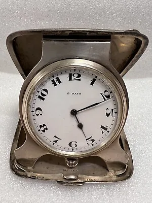 Vintage Antique Marcus & Co Sterling Silver 8 Day Travel Automobile Clock Swiss • $1916