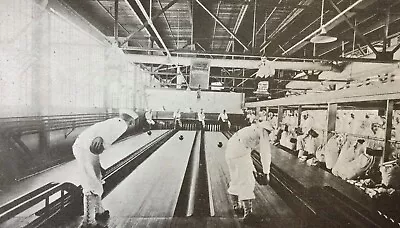 Postcard Bowling Alley On YMCA Receiving Ship In Boston Ma ~ Pin Boys ~ Censored • $9.99