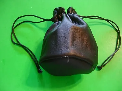 Medieval Leather Black Pouch W/ Drawstring Coin Cosplay Waist Bag 6X6 USA Made • $15