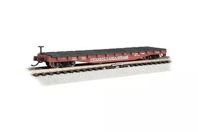 Bachmann-52' Steel Flatcar - Ready To Run -- Pennsylvania Railroad #475465 (Tusc • $38.12