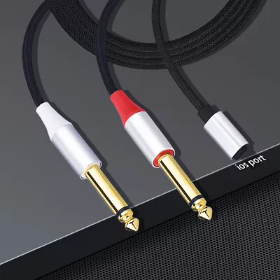 Male To Dual 6.35mm Audio Cable 1/4in Adapter Cable Y Splitter(For Lightning 2M) • $15.17