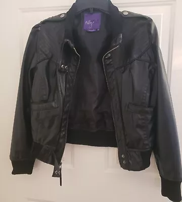 Miley Cyrus Jacket Max Azria  - Bomber Biker - Black - Faux Leather Size Large  • $15