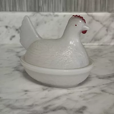 Vintage Mini Hen On Nest Hazel Atlas Milk Glass • $10.99