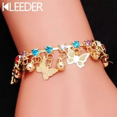 Cute Children Beautiful Butterfly Charm Bracelet For Girls Kids Hand Chain Gold  • £3.21