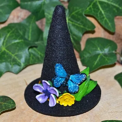 Witches Hat Summer Garden - Pagan Decoration Bottle Topper Butterfly Buttercup • £13.50