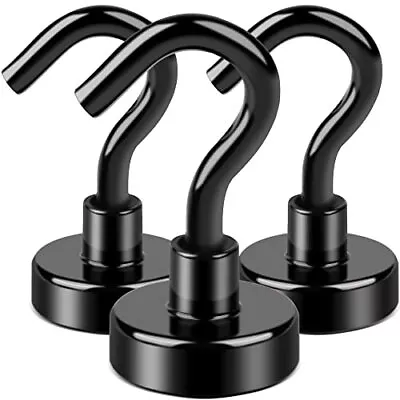  Magnetic Hooks 25Lbs Black Magnets With Hooks For Cruise Cabin Stong  • $6.87