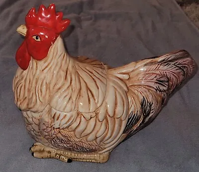 Vintage Farmhouse Chicken Rooster Crowing Cookie Jar AMC.NY.NY Ceramic • $50