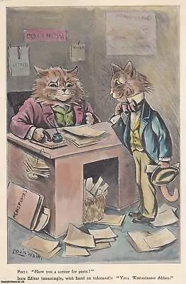 Louis Wain: Cat Editor And A Poet Cat - Undated But Likely 1920s. Later And Bas • £13.99