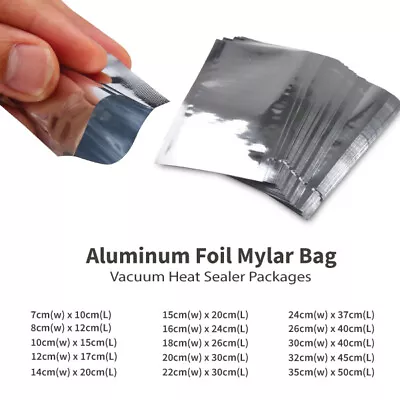 15 Sizes Aluminum Foil Mylar Bag Food Pouch Storage Vacuum Heat Sealer Package • $66.45
