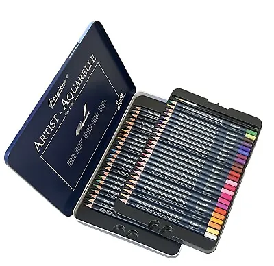 48/72/120 Water Colour Professional Drawing Pencil Set BLUE Tin Box Sketching • £19.99