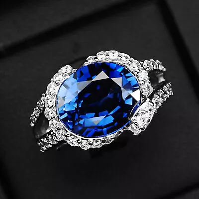 Invaluable Royal Blue Sapphire Oval 7.60Ct 925 Sterling Silver Handmade Rings • $24.99