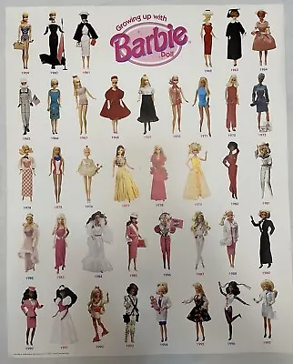 Vintage Mattel  Growing Up With Barbie Doll  1959-1997  16 X 20 Wall Art Poster • $9.95