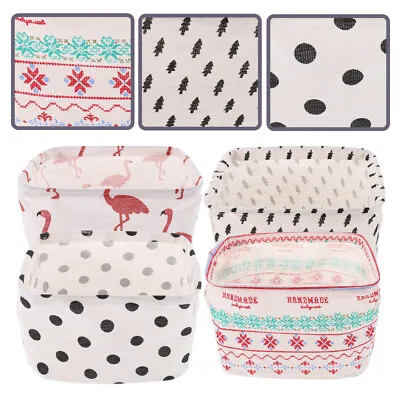  4 Pcs Foldable Storage Basket Cotton Linen Baskets For Empty Small Pet • £12.28
