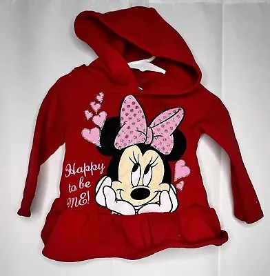 Disney Minnie Mouse Girls 2T Lightweight Long Sleeve Pullover Graphic Hoodie • $11