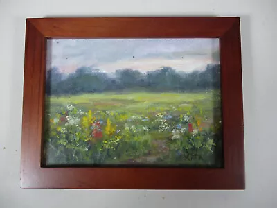 Vintage Impressionist Oil Painting Landscape Flowers Canvas Board Signed KITA • $32