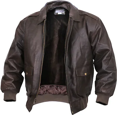 Brown Thick Heavy Leather Classic A-2 Flight Jacket • $249.99