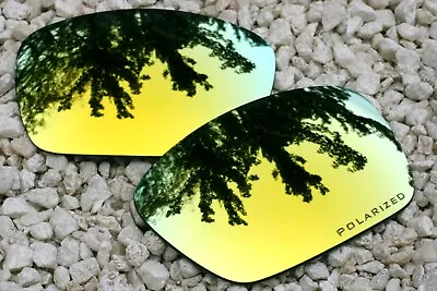24k Yellow Gold Polarized Mirrored Lenses For Oakley Crankcase - Dark Grey Tint • $11.24