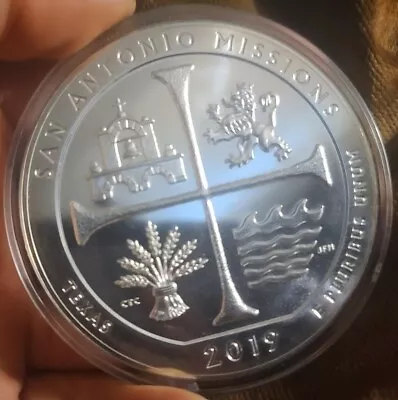 2019 5 Oz America The Beautiful San Antonio Mission Texas Silver Coin W/ Capsule • $184.95