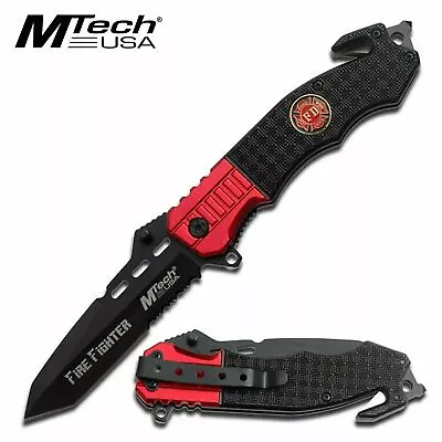 MTech Rescue Folding Folder Tactical Knife Glass Breaker Seat Belt Cutter Camp • $24.29