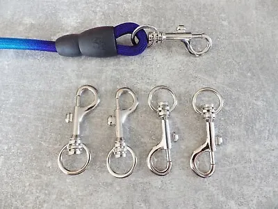 4 X 75mm Swivel Trigger Clips Heavy Duty Metal Snap Hooks Key Chains And Luggage • £2.95