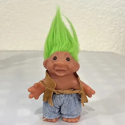 Vintage 1986 Trolls DAM Toy Doll Figure Hippie Outfit Jacket Green Hair Pants • $14.97