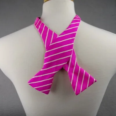 Vineyard Vines Silk Bow Tie Pink & White Stripes Men's Bright Adjustable • $17.22