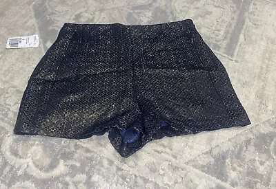 New Womens Forever 21 Sz Small Metallic Woven High Waist Black Blue Gold Shorts • $10