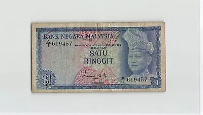 MALAYSIA $1 Ringgit 1967 P-1 First Prefix A/1 Circulated & Rare.  Gabenor. A2 • $125