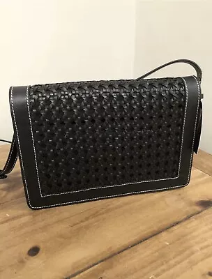 Zara Black Plaited Leather Cross Body Shoulder Bag Bnwt • £54.95